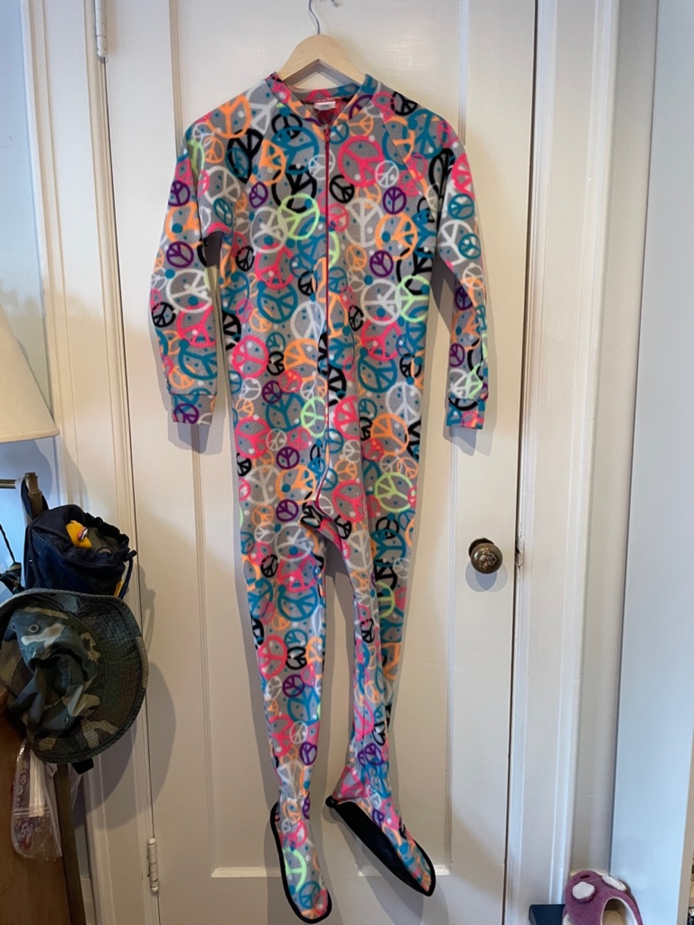 Snug as a Bug Kids Peace Print One-Piece “ONESIE or FOOTIE” Fleece Pajamas